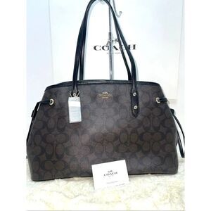 🔥🎁NWOT! Coach Carryall Drawstring Tote Handbag Brown/Black Msrp:$350.00
